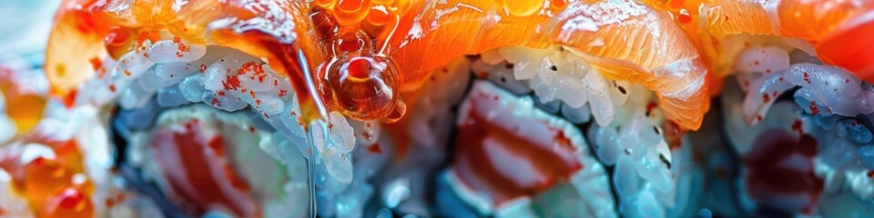 close up of sushi on the table. Selective focus