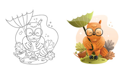 Adorable owl in cute sketch and colorful illustration, perfect for art and nature lovers