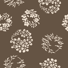Japanese Pretty Flower Ring Vector Seamless Pattern