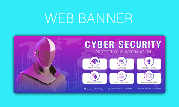 cyber security web slider design template,web banner