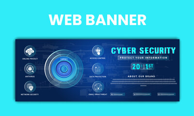 Obraz premium cyber security web slider design template,web banner