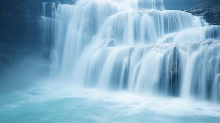 Stunning waterfall cascading down rocky cliffs, capturing the beauty of nature and serene waters in motion.