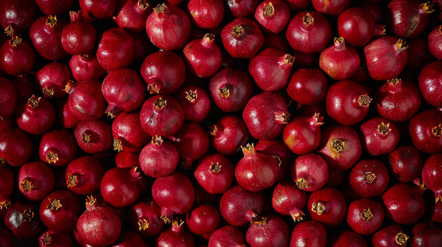 A seamless background pattern featuring pomegranate garnet fruits. 