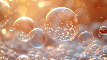 Fototapeta premium closeup of bubbles floating in the air, reflecting light and creating reflections