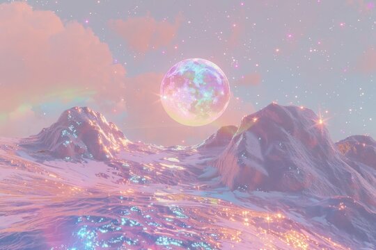 Moon with mountain photo space backgrounds astronomy.