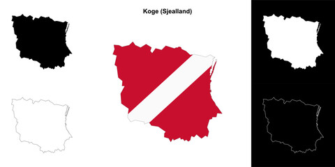 Obraz premium Koge municipality outline map set