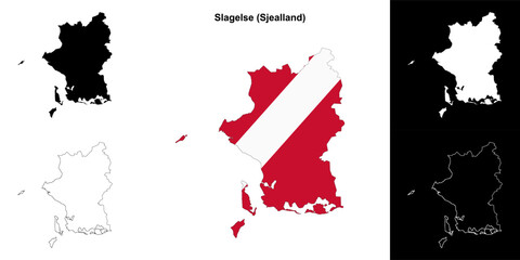 Slagelse municipality outline map set