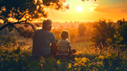 grandparent their grandchildren, sharing wisdom gained over a lifetime and expressing gratitude for the joy of witnessing countless sunsets with family.