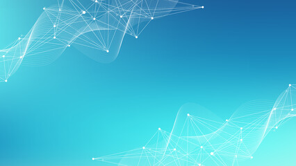 Abstract tech network connection dots. Digital technology and big data analysis background. Geometric background with abstract mesh, plexus lines