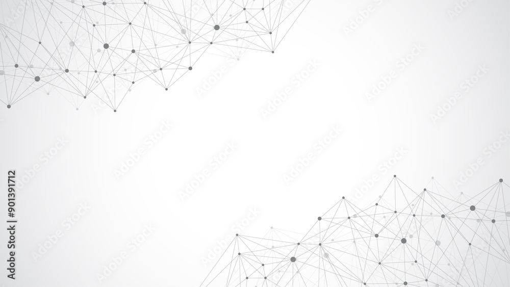 Leinwandbilder Abstract tech network connection dots. Digital technology and big data analysis background. Geometric background with abstract mesh, plexus lines