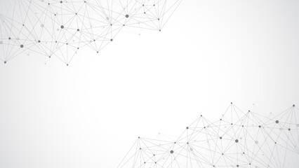 Abstract tech network connection dots. Digital technology and big data analysis background. Geometric background with abstract mesh, plexus lines