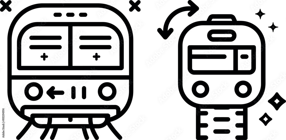 Poster train transport line icon. continuous one line with curl. public transportation sign.