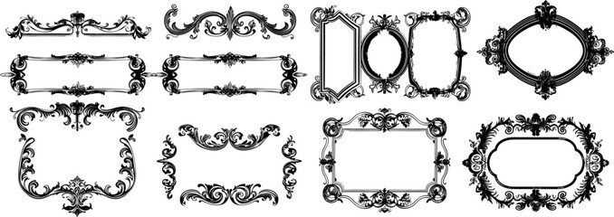 Isolated icons modern set with vintage ornamental frames. Retro ornamental frames