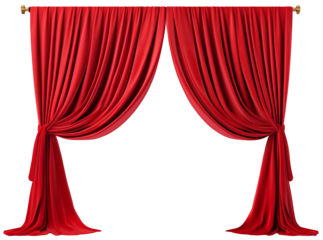 red theater curtain, curtain, movie theater, show, cinema,  PNG file, isolated background.