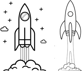 Rocket one-line continuous banner. Business start banner.