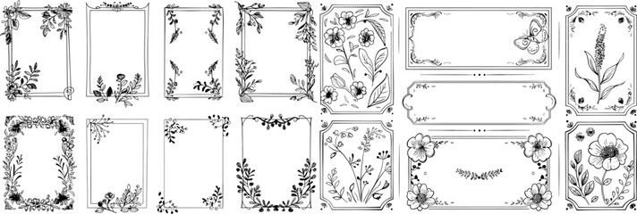 Decorative border frames, retro style dividers, vintage ornament frames.