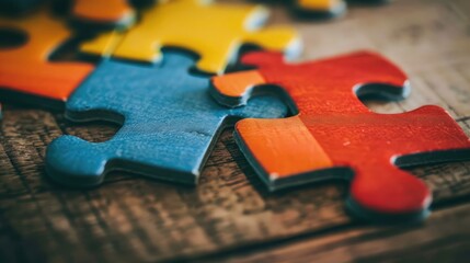 Business puzzle with connecting pieces, symbolizing strategy and collaboration.