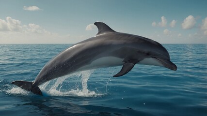 Simple, striking ad featuring a lone dolphin for ecofriendly brands in a clean aesthetic.