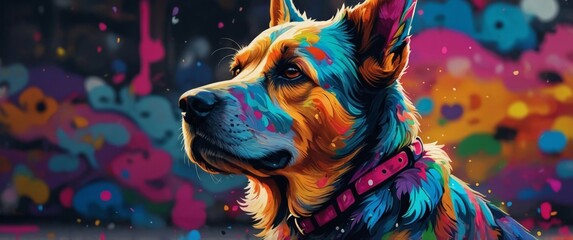 Naklejka premium doodle background design, colorful dog graffiti art.