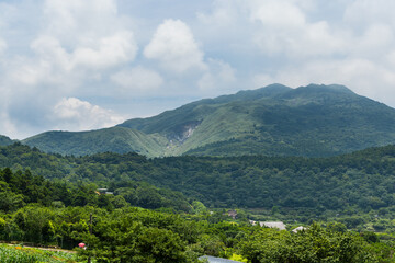 Beautiful mountain and village in Yangmingshan National Park at Taiwan