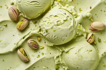 Fototapeta premium Tasty pistachio ice cream. Pistachio gelato.