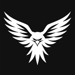 Abstract owl with wings spread in black and white