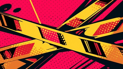 Abstract caution tape pattern with dynamic yellow and black lines