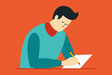 A man writing something on paper vector illustration