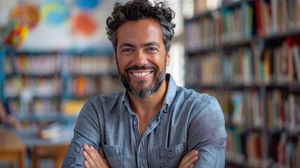 Proud smiling teacher on white background World Teachers Day