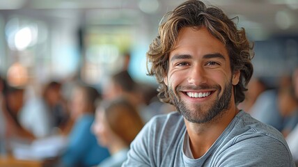Joyful teacher smiling on white background World Teachers Day