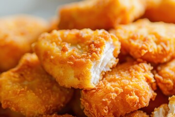 Closeup of chicken nuggets fast food background