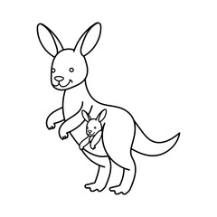  Kangaroo coloring page, Simple Animal Coloring Page , Vector Illustration
