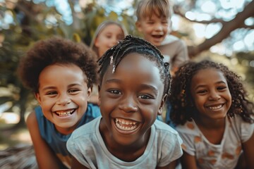 children of different races play together