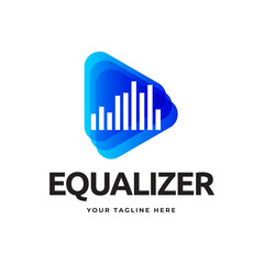 Colorful music bars visualization vector graphic design template.