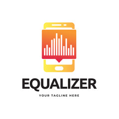 Colorful music bars visualization vector graphic design template.