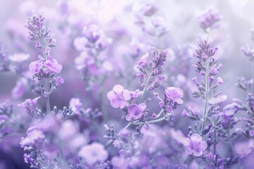 Obraz premium delicate floral arrangement in various shades of lavender, with a soft, blurred background