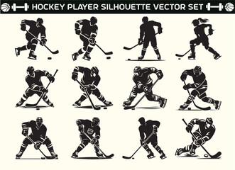 Hockey Player silhouette vector in illustration