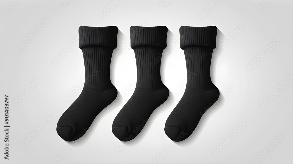 Wall mural Black socks on a white background. Generative AI