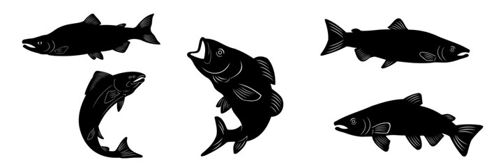 salmon silhouette vector