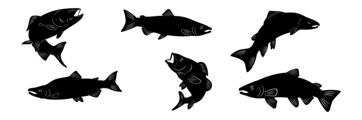 salmon silhouette vector