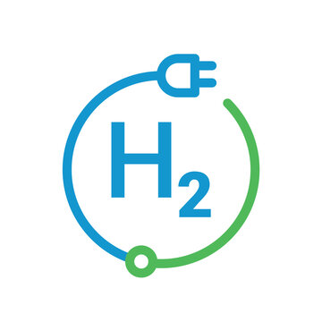 h2 and electrical plug concept. hydrogen energy concept. h2 logo