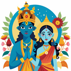 Radha and krishna vector 
