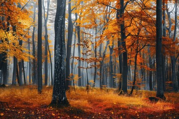 Obraz premium forest with trees in autumn foliage