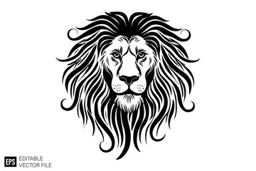 Fototapeta premium Lion head black and white vector design