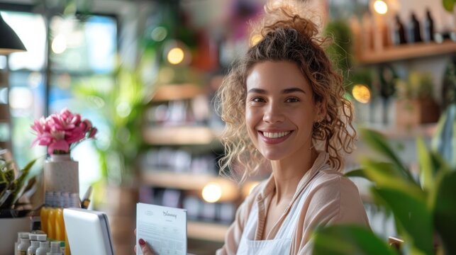 A salon receptionist scheduling appointments, showcasing efficient customer service