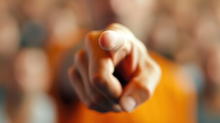 A vivid close-up image capturing a person pointing directly at the camera, creating a dynamic and engaging interaction with the viewer in an abstract, motivational scene.