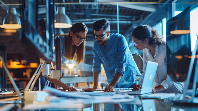 engineers meeting technology research in laoratory. Generative Ai.