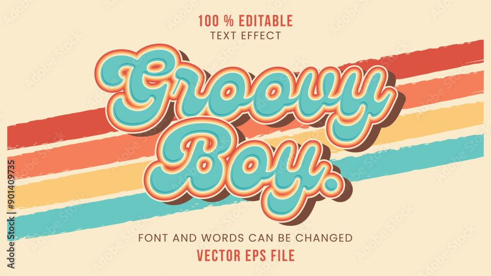 Fototapete editable text effect with 3d retro and playful style