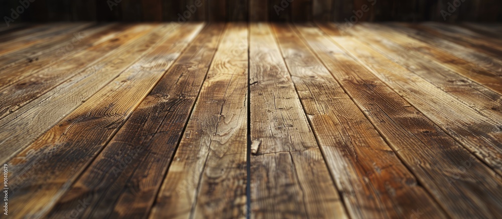 Poster Old oak wood background with a unique perspective angle view ideal for adding text or images copy space image available