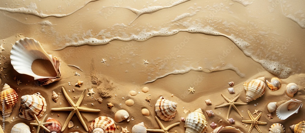 Poster Copy space image with shells and sand
